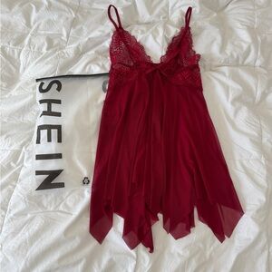 SHEIN Red Lace Mesh Babydoll Lingerie | NWT Size Small | Valentine’s Holiday